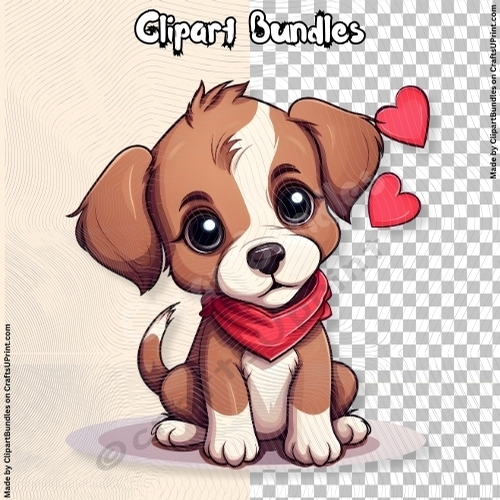 Cute Valentines/Romance Puppy Clipart (4096px x 4096px, 300dpi, .png file)