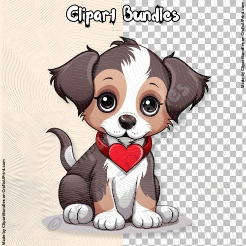 Cute Valentines/Romance Puppy Clipart (4096px x 4096px, 300dpi, .png file)