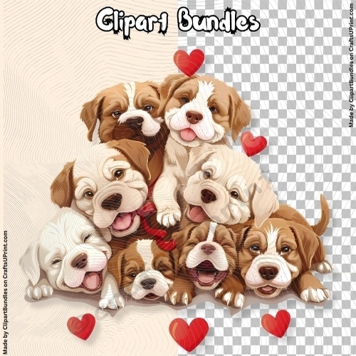 Cute Valentines/Romance Dog/Puppy Group Clipart (4096px x 4096px, 300dpi, .png file)