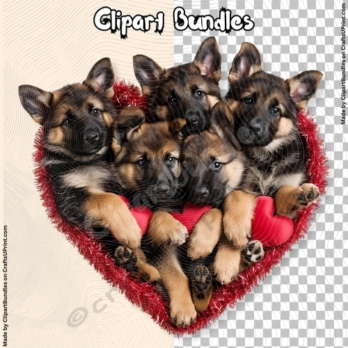 Cute Valentines/Romance Dog/Puppy Group Clipart (4096px x 4096px, 300dpi, .png file)