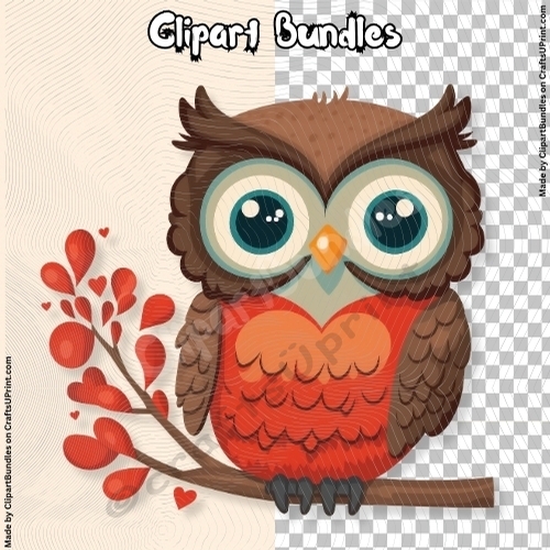 Cute Chibi Valentine Owl Clipart (4096px x 4096px, 300dpi, .png file) #10