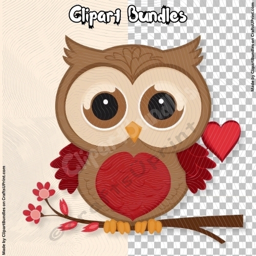Cute Chibi Valentine Owl Clipart (4096px x 4096px, 300dpi, .png file) #12