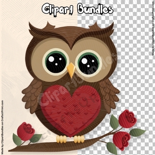 Cute Chibi Valentine Owl Clipart (4096px x 4096px, 300dpi, .png file) #14