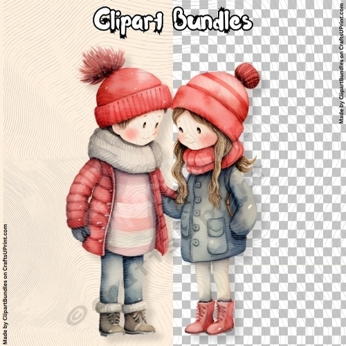 Super Cute Retro 80s Cartoon Style Valentine Couple Clipart 08 (4096px x 4096px, 300dpi, png file)