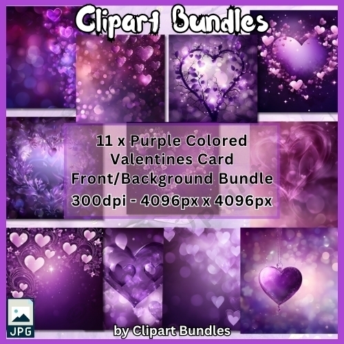 11 Cute Purple Valentine Backgrounds/Fronts Bundle (4096px x 4096px, 300dpi, png file)