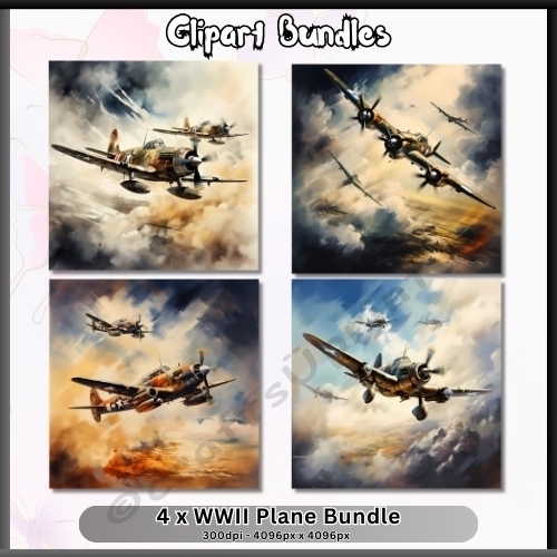 4 x Classic WWII Plane Images for Designers and Card Creators