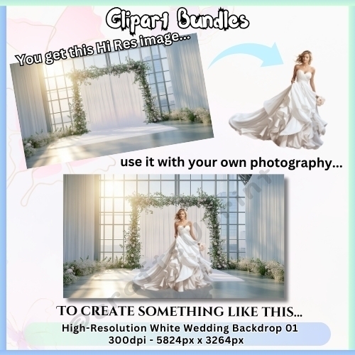 White Wedding Backdrop 01 - High Quality PNG File, 5824px x 3264px, 300dpi