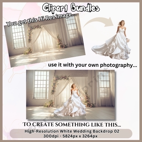 White Wedding Backdrop 02 - High Quality PNG File, 5824px x 3264px, 300dpi
