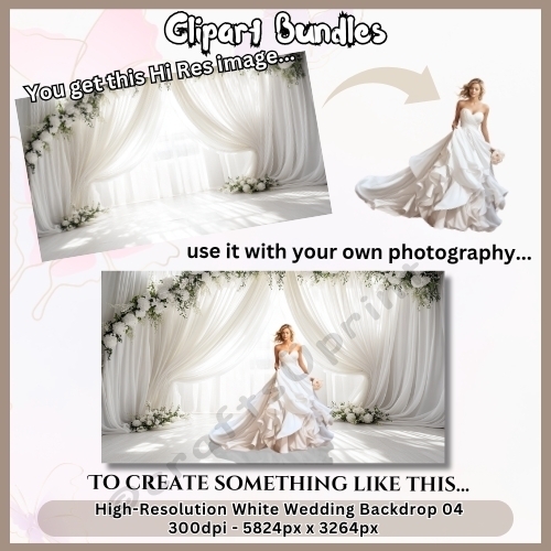 White Wedding Backdrop 04 - High Quality PNG File, 5824px x 3264px, 300dpi