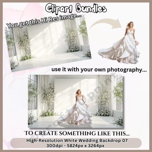 White Wedding Backdrop 07 - High Quality PNG File, 5824px x 3264px, 300dpi