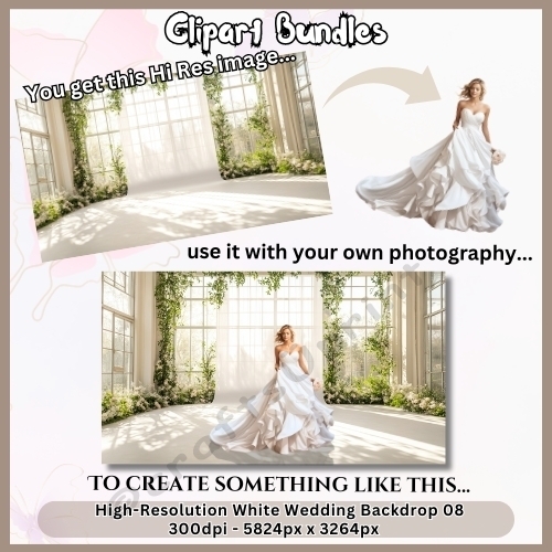 White Wedding Backdrop 08 - High Quality PNG File, 5824px x 3264px, 300dpi