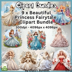 9 x Princess Fairy tale Clipart Bundle