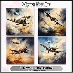 4 x Classic WWII Plane Images for Designers and Card Creators