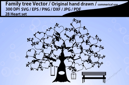 28 hearts family tree clipart vector