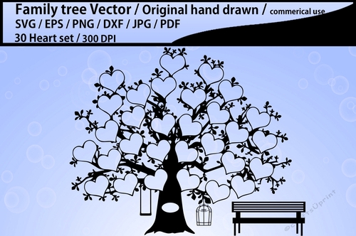 30 hearts family tree clipart