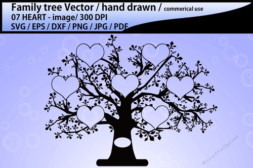 7 heart family tree cut file