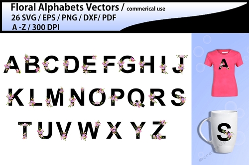 Floral alphabet cutting files