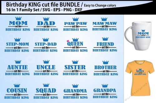 Birthday King Family cut file bundle