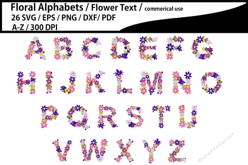 Wedding Floral Alphabet Cut files A - Z