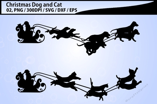 Christmas dog and cat svg