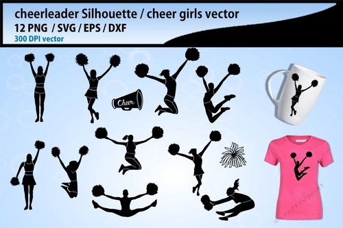Cheerleader with pom poms