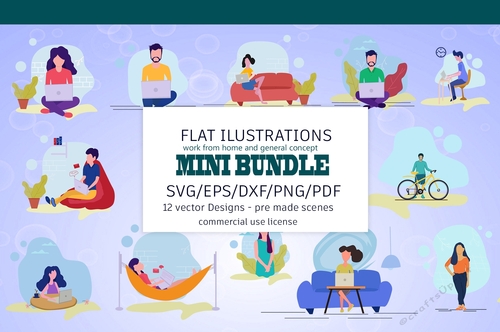 Flat illustration bundle / work from home illustrations