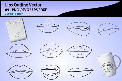 Lips silhouette and outline vector