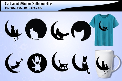 Cat and Moon silhouette 