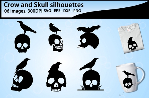 halloween crow and skull