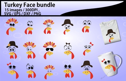 Turkey faces clipart / thanksgiving clipart