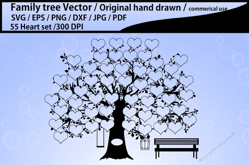 Family tree 55 hearts template