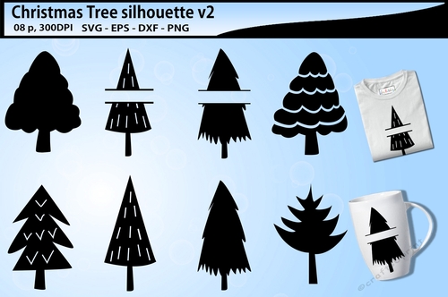 Christmas tree silhouettes
