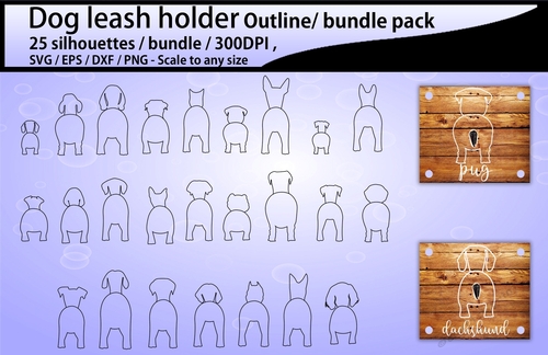 Dog leash holder outline silhouettes