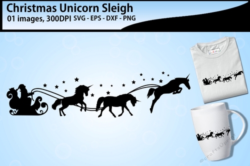 Christmas unicorn sleigh cutting file