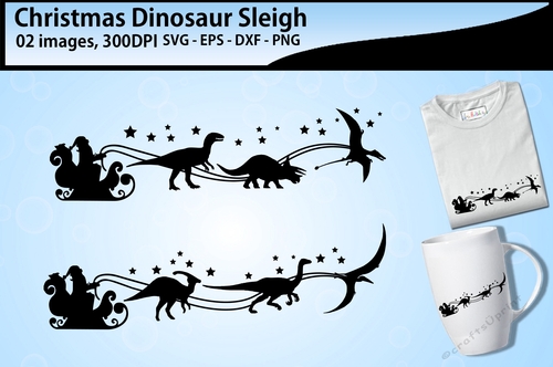 Christmas Dinosaur Sleigh