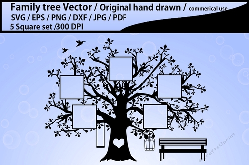 Family tree 5 names oval shapes