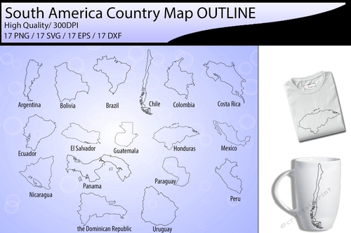South america country outline map