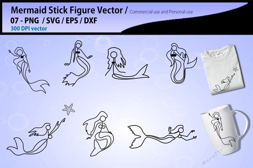 Stick figure mermaid
