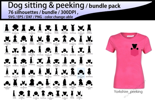 pocket peeking dog silhouette bundle