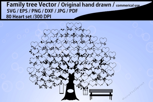Family tree 80 hearts cut files