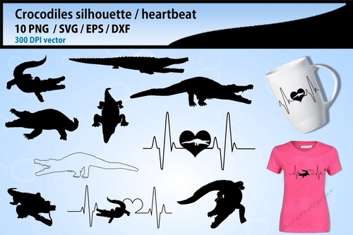 Crocodile silhouette heartbeat 