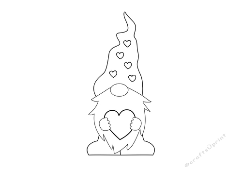 Gnome colouring page with heart