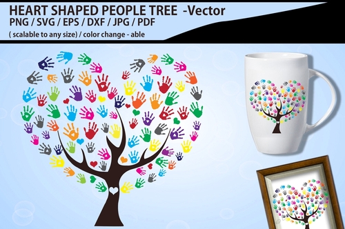 Heart shaped people hand print clipart