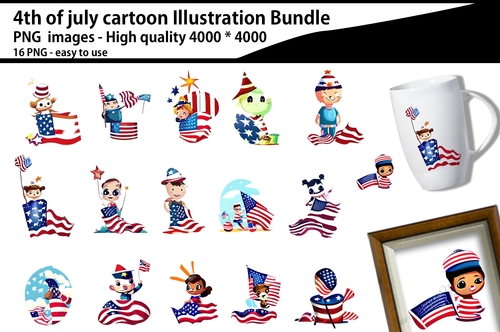 4th of july cartoon bundle
