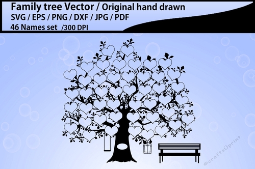 46 heart family tree template