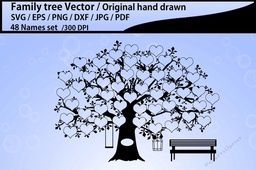 Family tree 48 hearts template