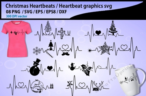 christmas heartbeat graphics and illustration / heartbeat graph SVG / beats svg vector / christmas svg / christmas heartbeat vector