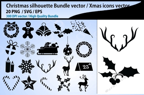 christmas svg silhouette bundle / christmas svg silhouette bundle / christmas icons SVG bundle / SVG silhouette clipart / xmas bundle