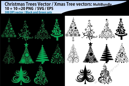 x mas tree svg / christmas tree svg silhouette / christmas tree SVG bundle / green and black SVG silhouette clipart