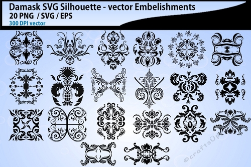 Damask SVG Cutting bundle / Damask embelishments